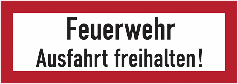 Feuerwehr Ausfahrt freihalten! - Brandschutzschilder für Österreich, ÖNORM F2030