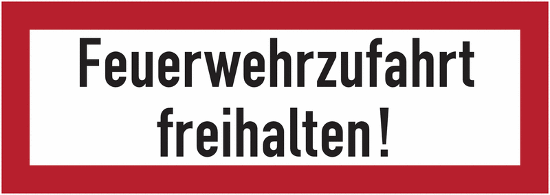 Feuerwehrzufahrt freihalten! - Brandschutzschilder für Österreich, ÖNORM F2030