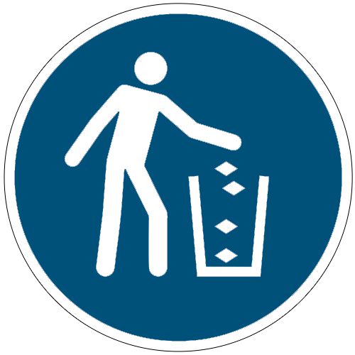 Gebotszeichen "Abfallbehälter benutzen" nach EN ISO 7010