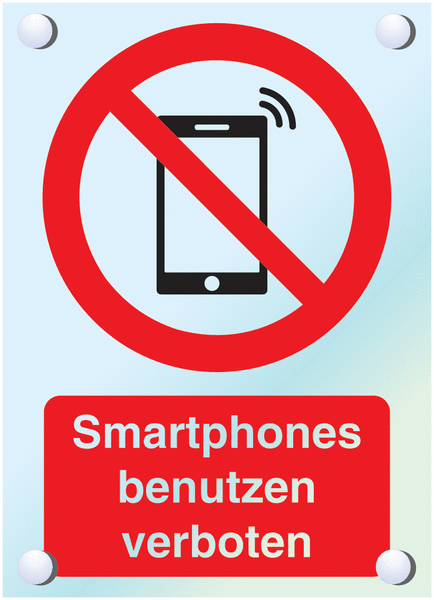 Kombi-Verbotszeichen-Schilder "Smartphones benutzen verboten", praxiserprobt