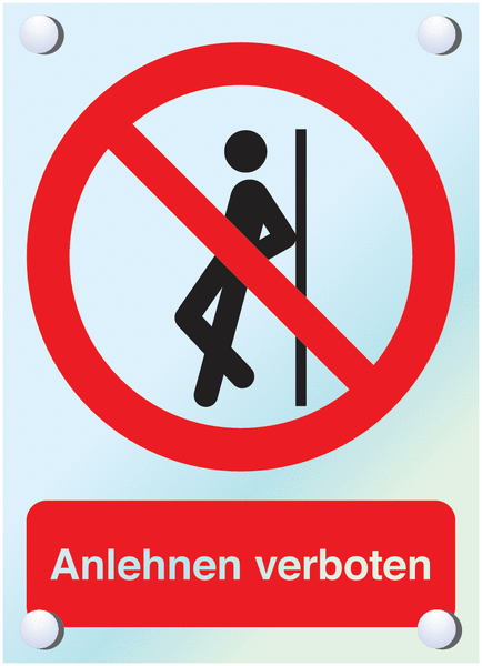 Kombi-Verbotszeichen-Schilder "Anlehnen verboten" nach EN ISO 7010
