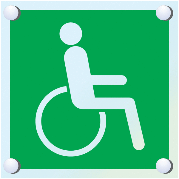 Notausgang für Rollstuhlfahrer rechts - Rettungszeichen aus Acryl
