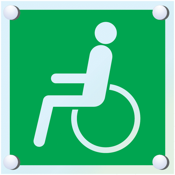 Notausgang für Rollstuhlfahrer links - Rettungszeichen aus Acryl