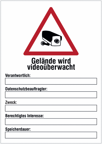 Kombi-Video-Warnschilder "Gelände wird videoüberwacht" mit rotem oder gelbem Symbol