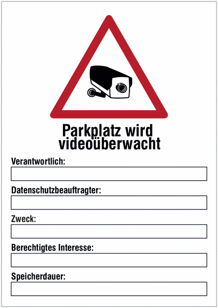 Kombi-Video-Warnschilder "Parkplatz wird videoüberwacht" mit rotem oder gelbem Symbol