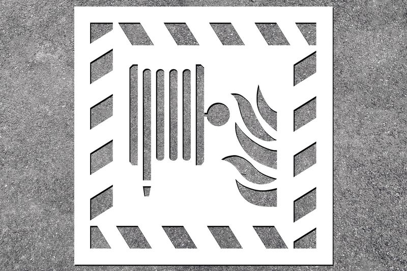 Löschschlauch - Brandschutz-Schablonen zur Boden- und Wandmarkierung