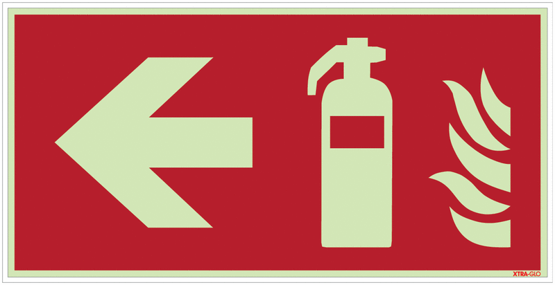 Feuerlöscher links - Brandschutzzeichen Kombischilder, langnachleuchtend, EN ISO 7010