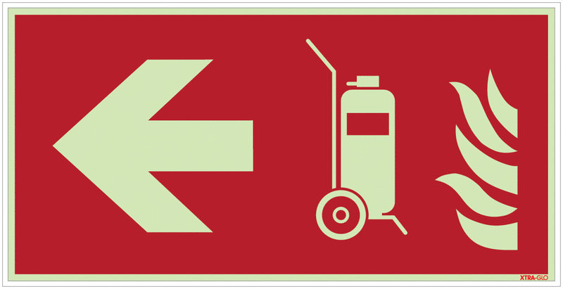 Fahrbarer Feuerlöscher links - Brandschutzzeichen Kombischilder, langnachleuchtend, EN ISO 7010