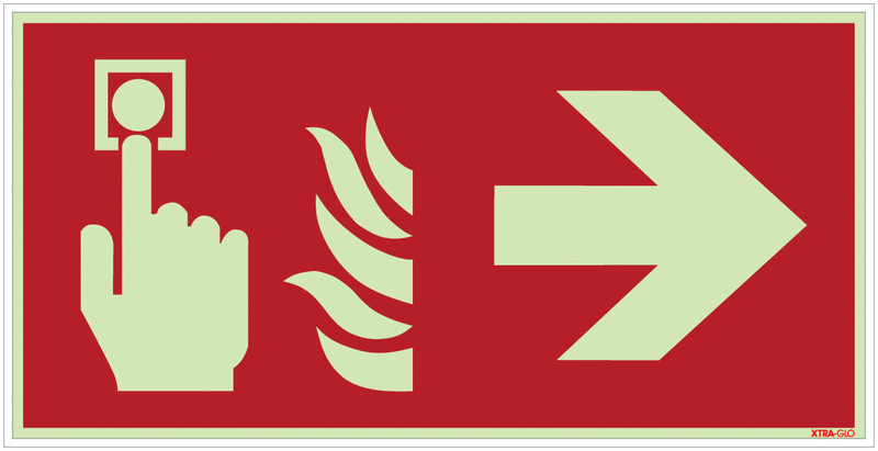 Brandmelder rechts - Brandschutzzeichen Kombischilder, langnachleuchtend, EN ISO 7010