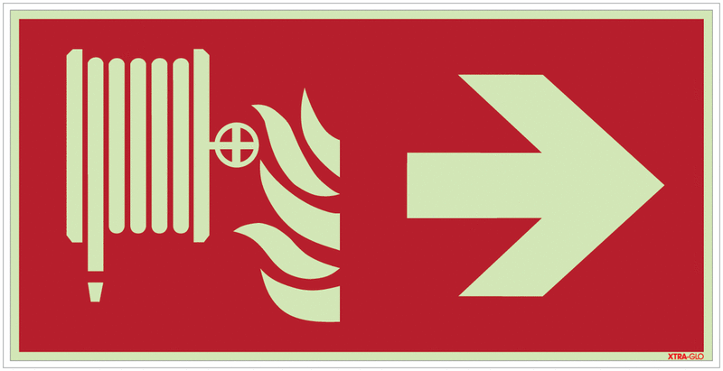 Löschschlauch rechts - Brandschutzzeichen Kombischilder, langnachleuchtend, EN ISO 7010
