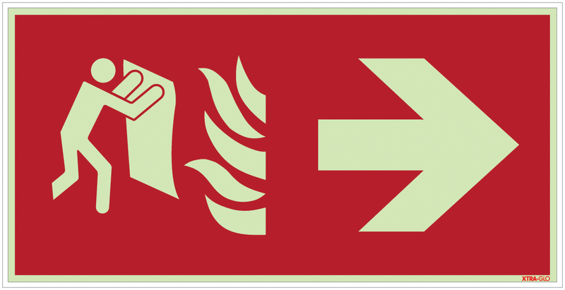 Löschdecke rechts - Brandschutzzeichen Kombischilder, langnachleuchtend, EN ISO 7010