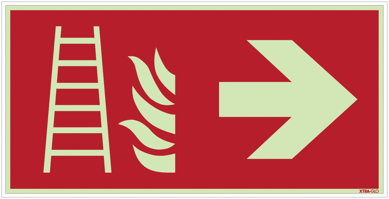 Feuerleiter rechts - Brandschutzzeichen Kombischilder, langnachleuchtend, EN ISO 7010