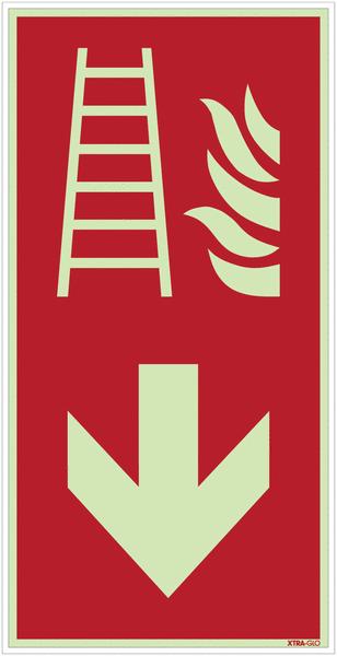 Feuerleiter unten - Brandschutzzeichen Kombischilder, langnachleuchtend, EN ISO 7010