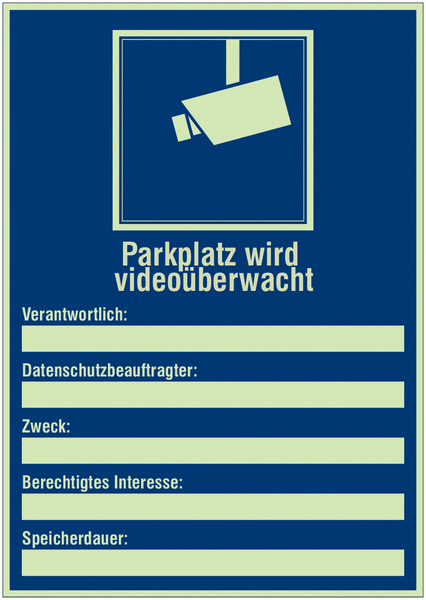 Video-Hinweisschilder mit Symbol und Text "Parkplatz wird videoüberwacht"