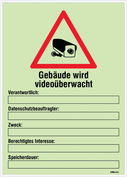 Kombi-Video-Warnschilder "Gebäude wird videoüberwacht" mit rotem oder gelbem Symbol