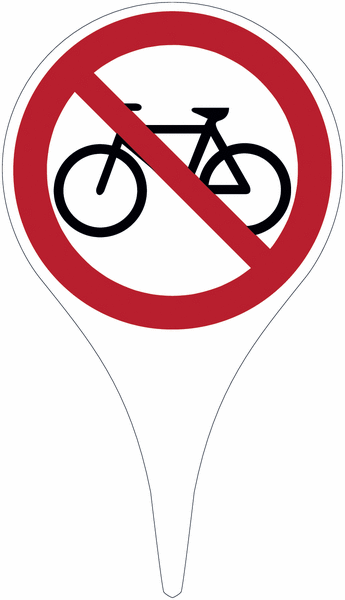 Fahrradfahren verboten - Erdspieß mit Verbotszeichen praxiserprobt