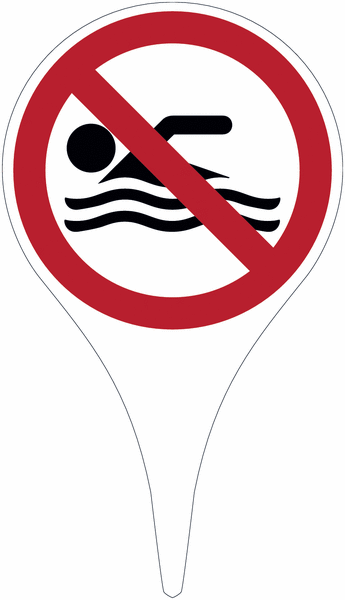 Schwimmen verboten - Erdspieß mit Verbotszeichen praxiserprobt