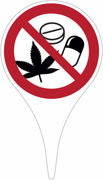 Medikamente und Drogen verboten - Erdspieß mit Verbotszeichen praxiserprobt