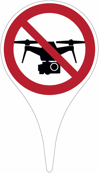 Drohnenverbot - Erdspieß mit Verbotszeichen praxiserprobt