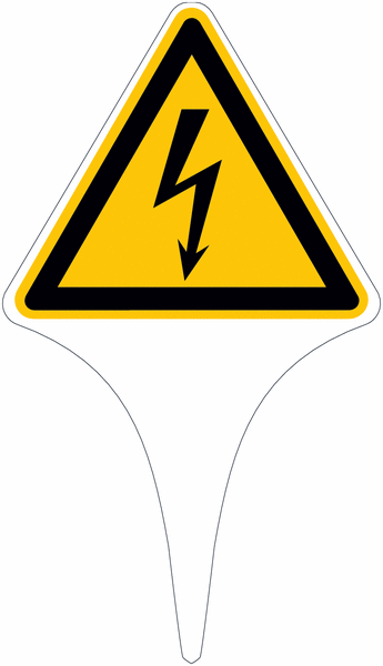 Warnung vor elektrischer Spannung - Erdspieß mit Warnzeichen nach EN ISO 7010