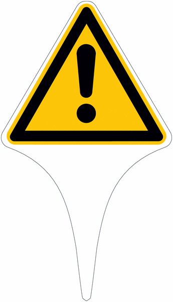 Allgemeines Warnzeichen - Erdspieß mit Warnzeichen nach EN ISO 7010