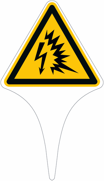Warnung vor Lichtbogen - Erdspieß mit Warnzeichen nach EN ISO 7010