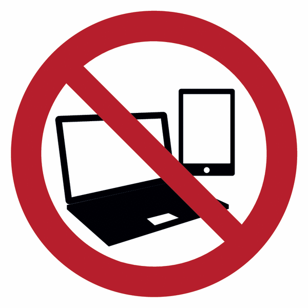 Mitnahme von Laptops und Tablet PCs verboten - Glas-Fix Verbotsschilder, praxiserprobt