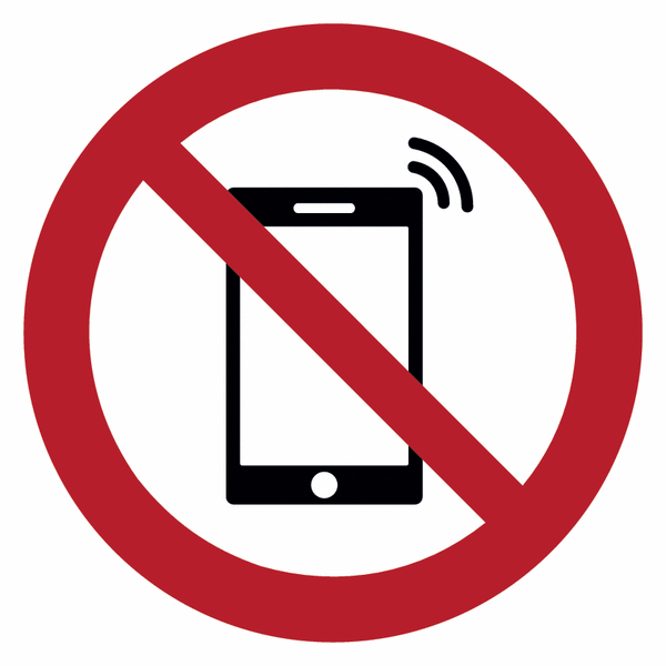 Verbotszeichen "Smartphones verboten", praxiserprobt