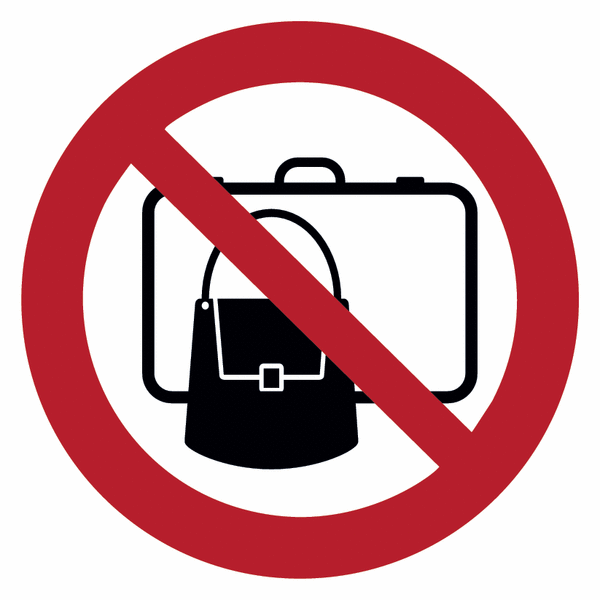 Koffer, Rucksäcke und Taschen verboten - Glas-Fix Verbotsschilder, praxiserprobt