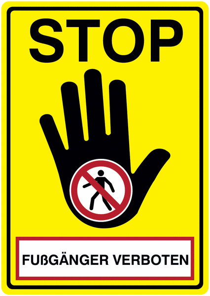 Fußgänger verboten - STOP-Kombischilder, Symbol nach EN ISO 7010