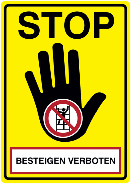Besteigen verboten - STOP-Kombischilder, Symbol nach EN ISO 7010