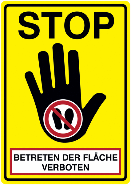 Betreten der Fläche verboten - STOP-Kombischilder, Symbol nach EN ISO 7010