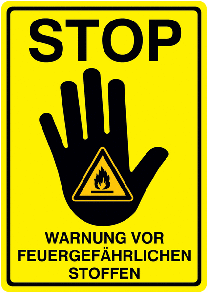 Warnung vor feuergefährlichen Stoffen - RE-Move STOP-Kombischilder, Symbol nach EN ISO 7010
