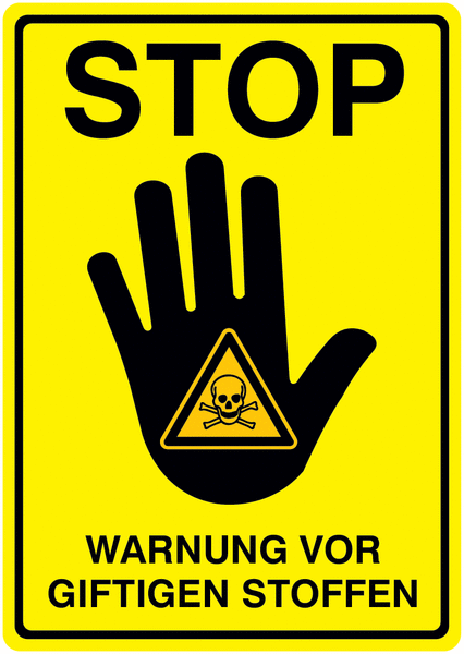 Warnung vor giftigen Stoffen - RE-Move STOP-Kombischilder, Symbol nach EN ISO 7010