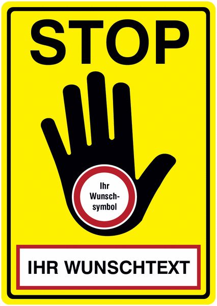 RE-Move STOP-Verbotsschilder mit Symbol und Text nach Wunsch