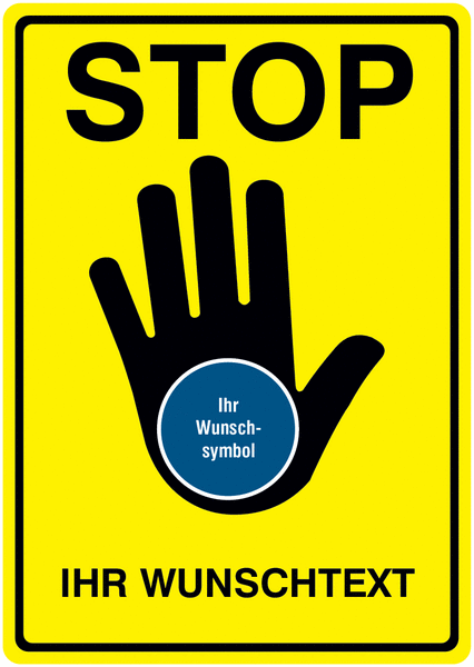 STOP-Gebotsschilder mit Symbol und Text nach Wunsch