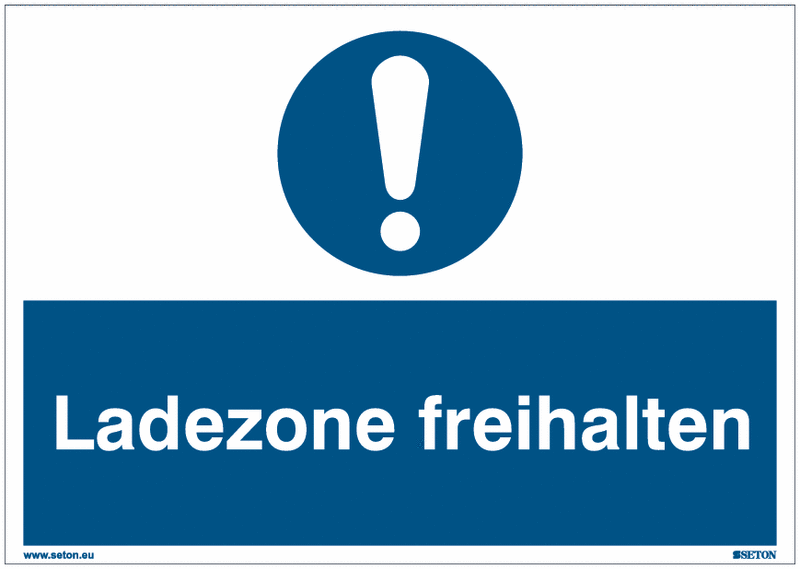 Gebotsschilder "Ladezone freihalten" Symbol nach ASR A1.3:2013, EN ISO 7010