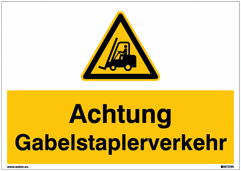 Warnschilder "Achtung Gabelstaplerverkehr" Symbol nach EN ISO 7010
