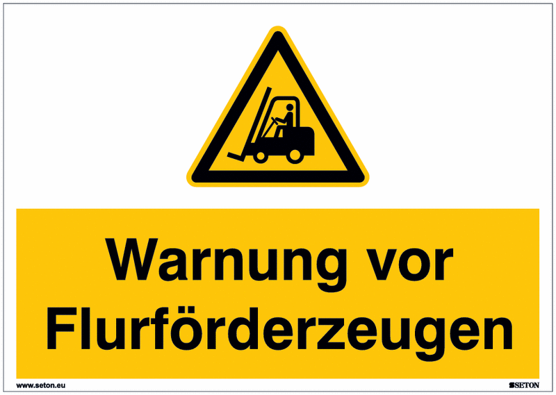 Warnschilder "Warnung vor Flurförderzeugen" Symbol nach EN ISO 7010