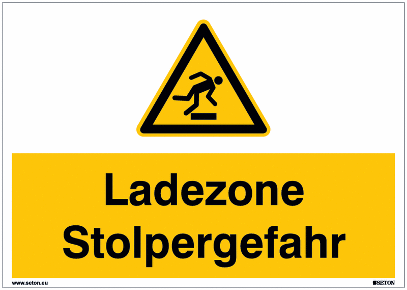 Warnschilder "Ladezone Stolpergefahr" Symbol nach EN ISO 7010
