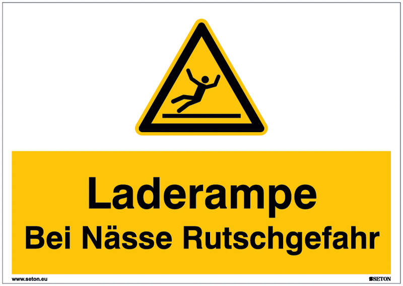 Warnschilder "Laderampe Bei Nässe Rutschgefahr" Symbol nach EN ISO 7010