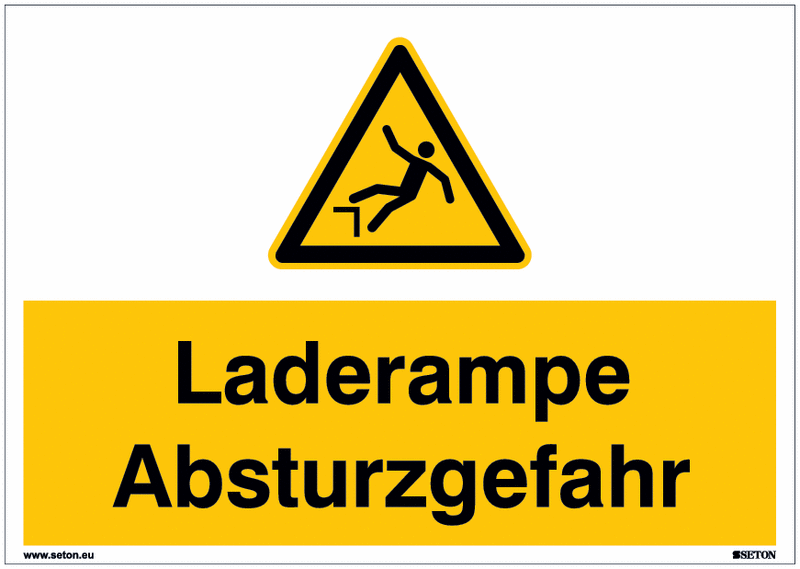 Warnschilder "Laderampe Absturzgefahr" Symbol nach EN ISO 7010