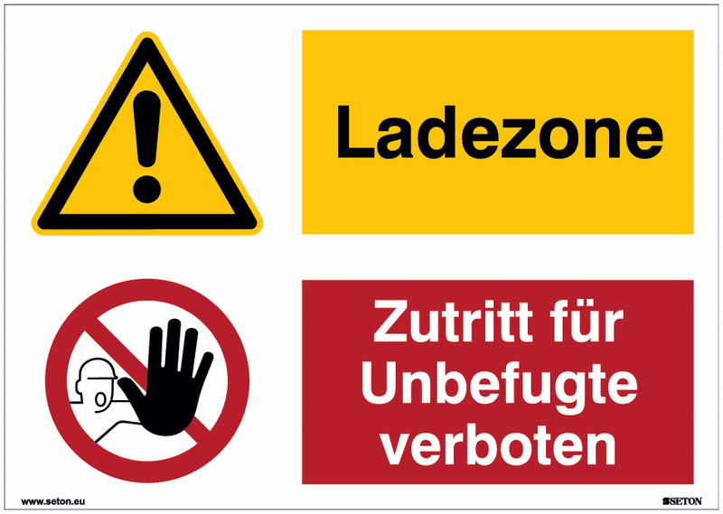 Mehrsymbolschilder "Ladezone/Zutritt für Unbefugte verboten" Symbol nach EN ISO 7010