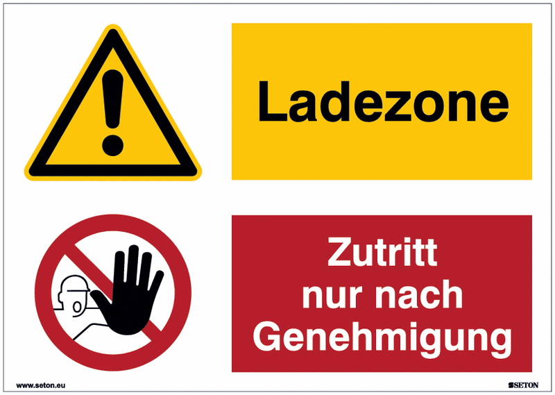 Mehrsymbolschilder "Ladezone/Zutritt nur nach Genehmigung" Symbol nach EN ISO 7010