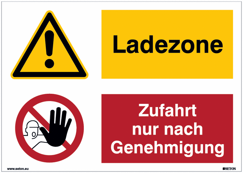 Mehrsymbolschilder "Ladezone/Zufahrt nur nach Genehmigung" Symbol nach EN ISO 7010