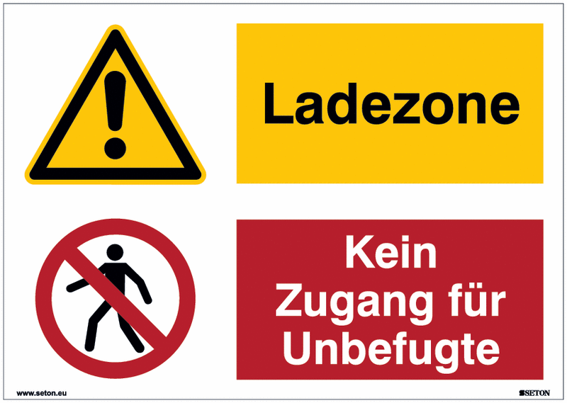 Mehrsymbolschilder "Ladezone/Kein Zugang für Unbefugte" Symbol nach EN ISO 7010