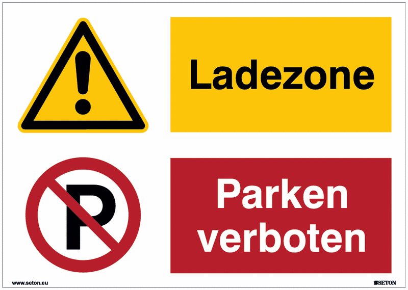 Mehrsymbolschilder "Ladezone/Parken verboten" Symbol nach EN ISO 7010 und praxiserprobt