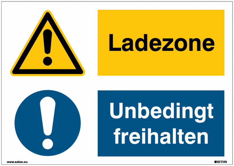 Mehrsymbolschilder "Ladezone/Unbedingt freihalten" Symbol nach EN ISO 7010