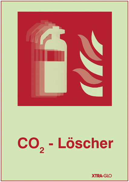 CO2 Löscher - SETON MOTION® Kombi-Brandschutzschild mit Lentikular-Effekt, Symbol in Anlehnung an EN ISO 7010