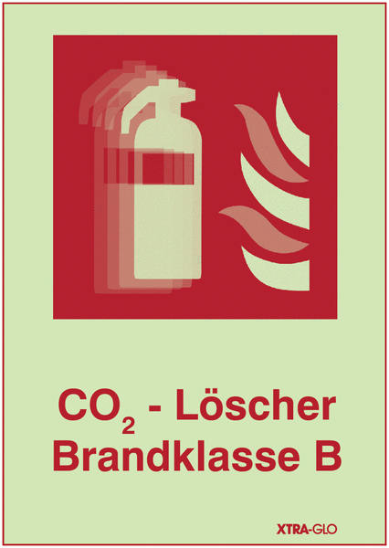 CO2 Löscher Brandklasse B - SETON MOTION® Kombi-Brandschutzschild mit Lentikular-Effekt, Symbol in Anlehnung an EN ISO 7010